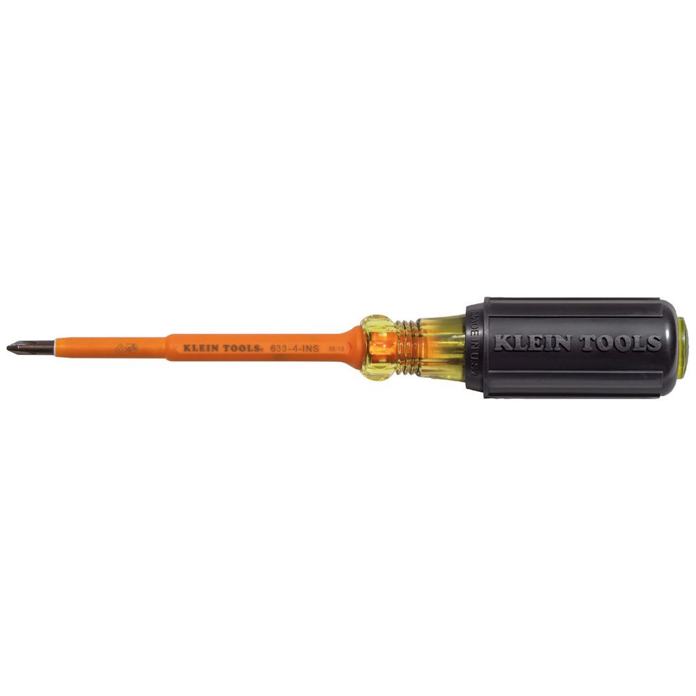6334INS Klein Tools Insulated Screwdriver, #1 Phillips, 4-Inch Round Shank