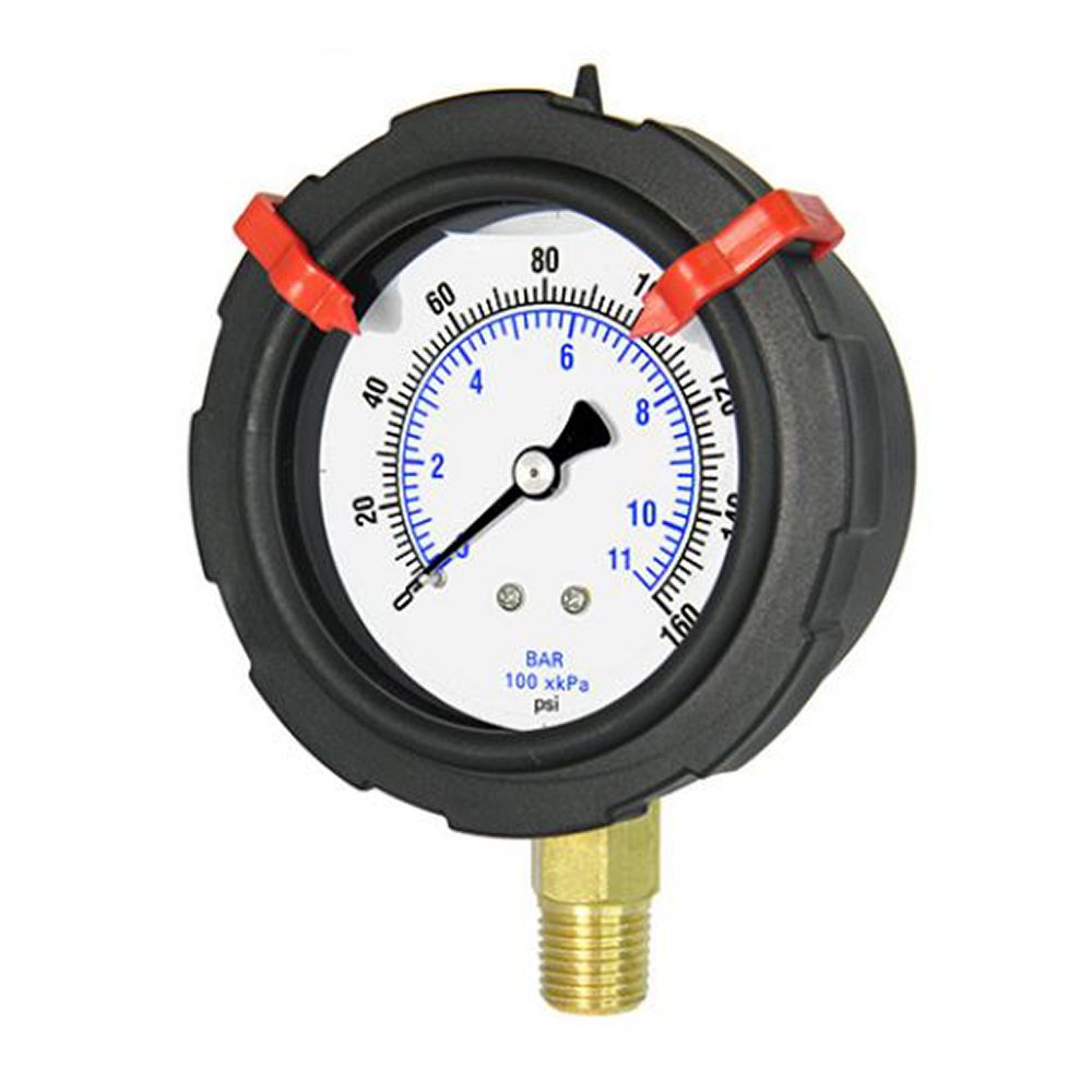 701L-254K PIC Gauges Pressure Gauge, 2-1/2" Dial, 0-600 Psi, 1/4" Lower Mount, Glycerine Filled, Plastic Case & Bezel, Brass Internals