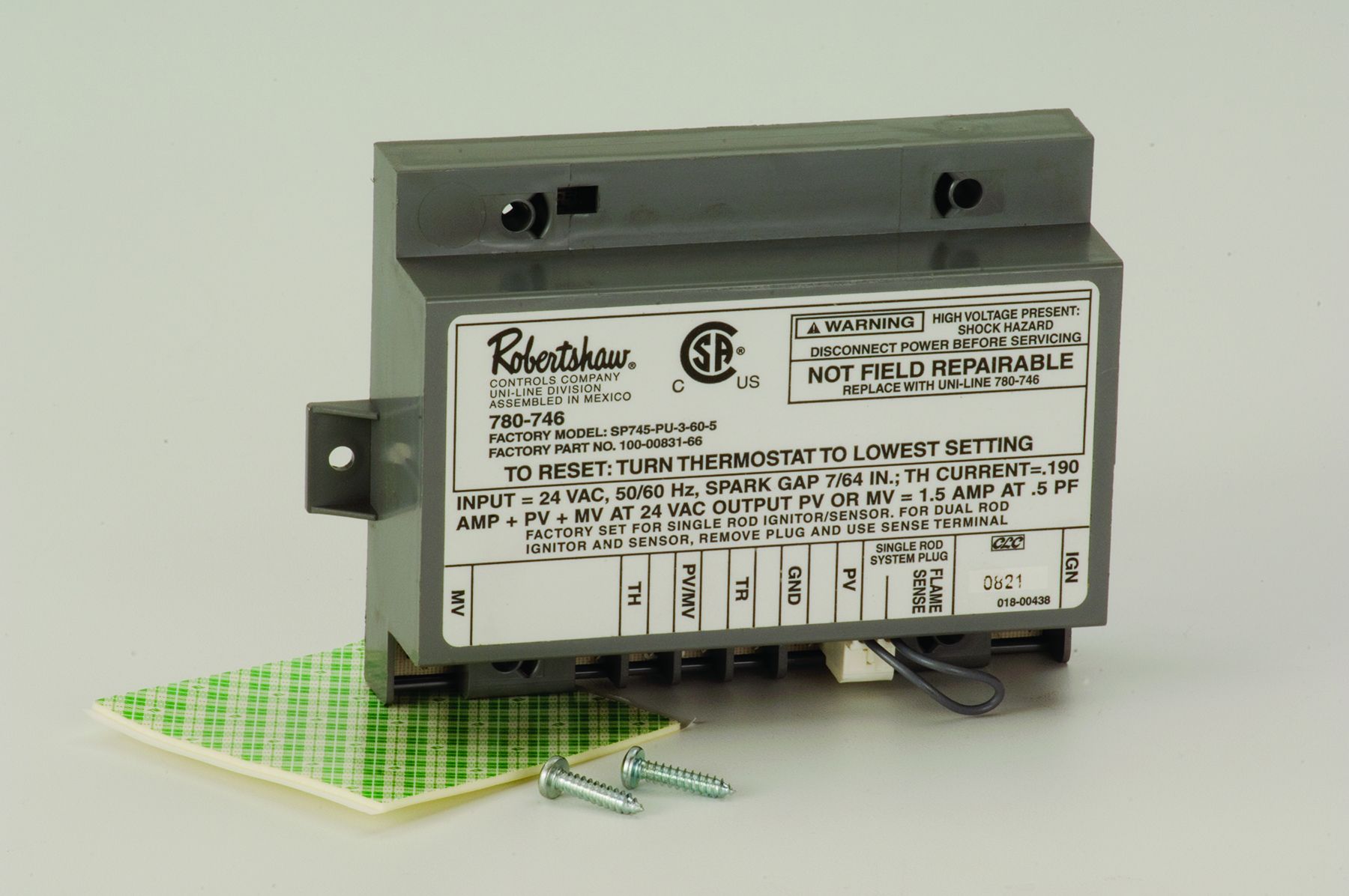 780-746 Robertshaw IGNITION CONTROL I.C.U.-LOCKOUT UNIV.W/PR