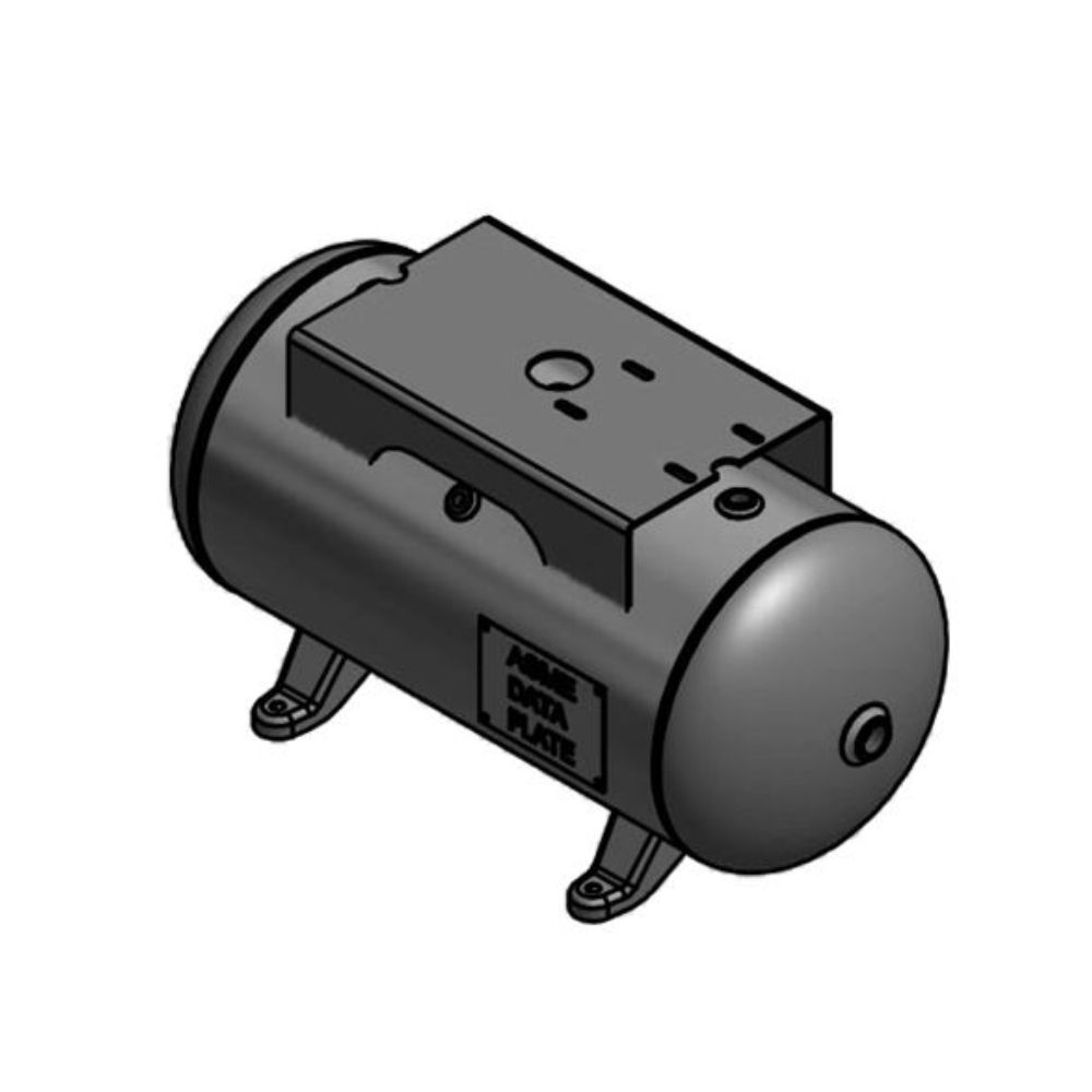 A10024 Samuel Horizontal Air Receiver | 12 Gallons | 200 PSI-Powder-None-White | Tank Kit with Drain - Gauge, SRV, Ball Valve, D