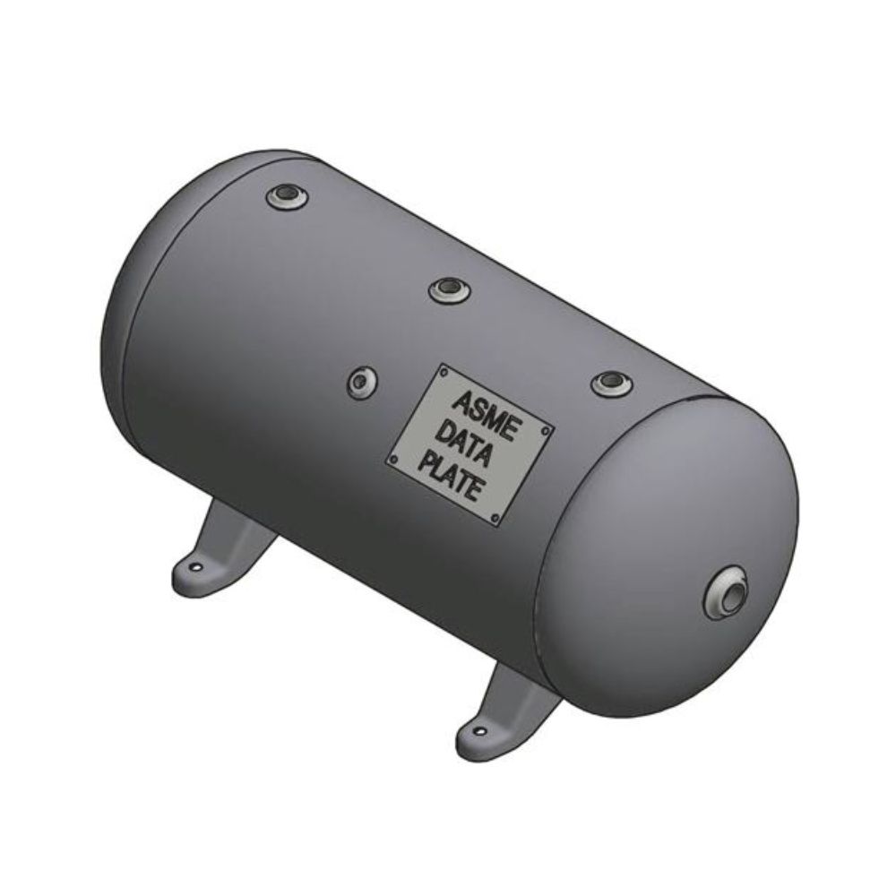 A10025 Samuel Horizontal Air Receiver | 20 Gallons | 200 PSI-Powder-None-Grey | Tank Kit with Drain - Gauge, SRV, Ball Valve, Dr
