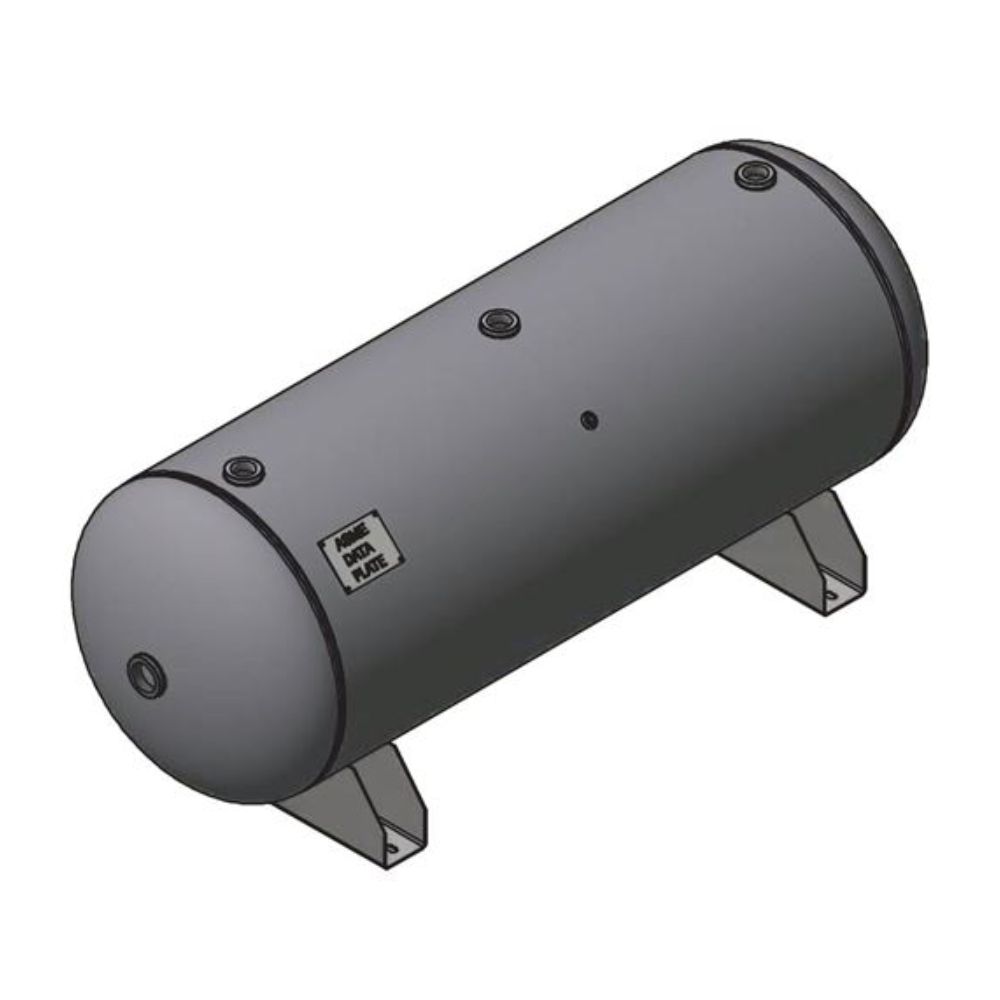 A10039 Samuel Horizontal Air Receiver | 30 Gallons | 200 PSI-Powder-None-Grey | Tank Kit with Drain - Gauge, SRV, Ball Valve, Dr