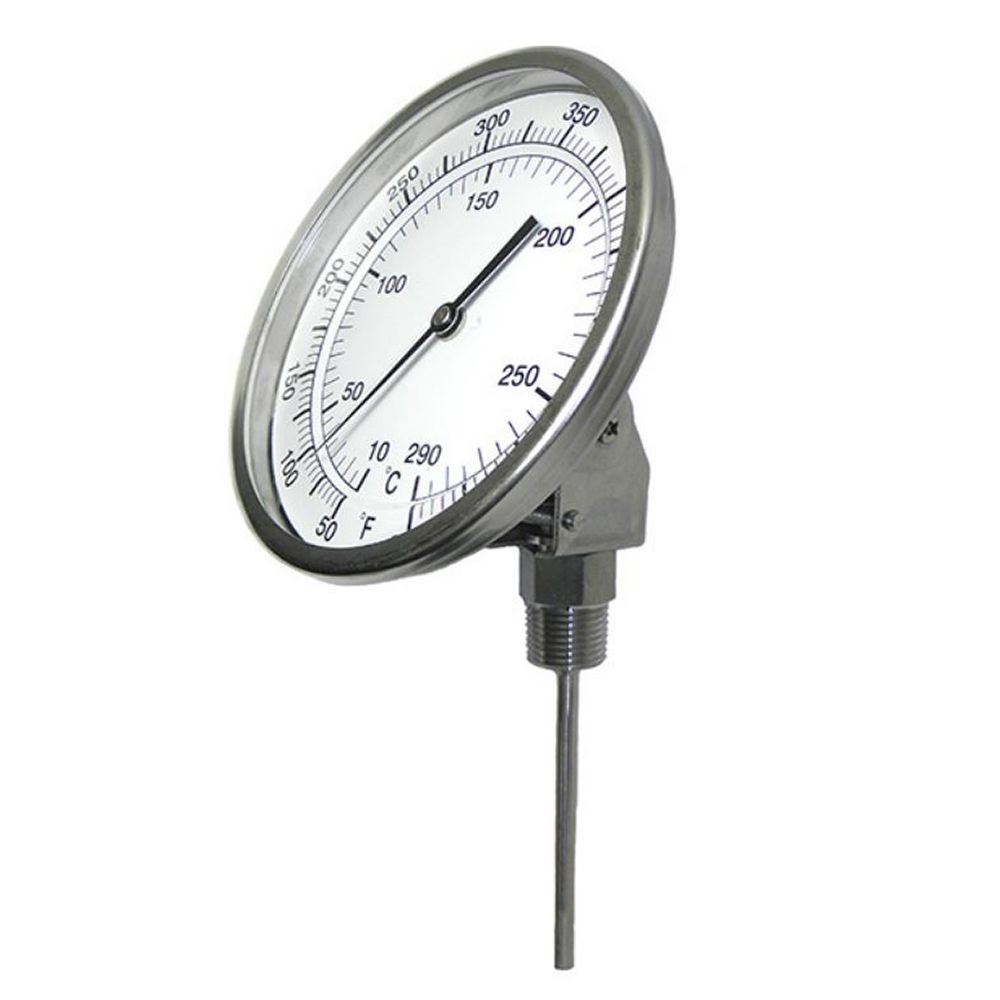 B3A9-AA PIC Gauges Bimetal Thermometer, 3" Dial, -40/120' F&C, 9" Stem, 1/2" Npt Adjustable Angle, Stainless Steel