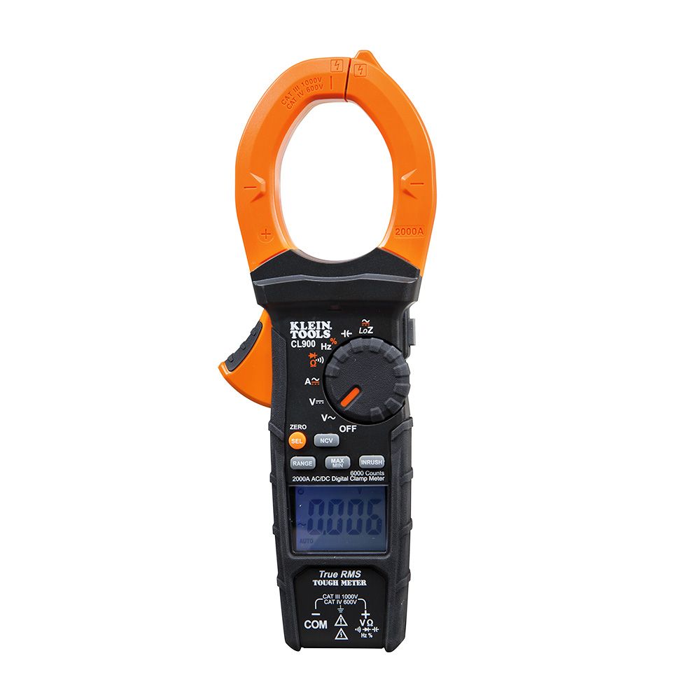 CL900 Klein Tools Digital Clamp Meter, AC Auto-Range TRMS, Low Impedance (LoZ), 2000 Amp