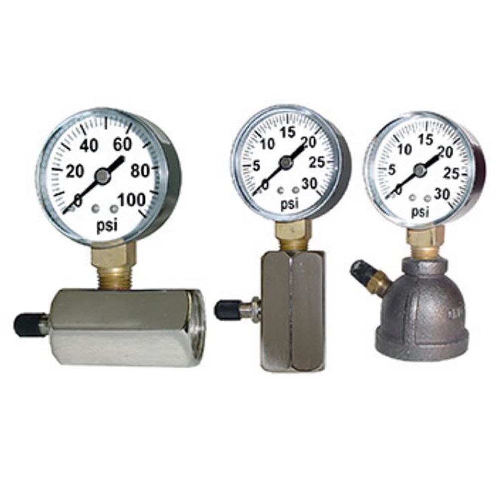 GT-1/2-30-H PIC Gauges 2" 0/30 Psi Steel Case 1/2" Block With Air Valve