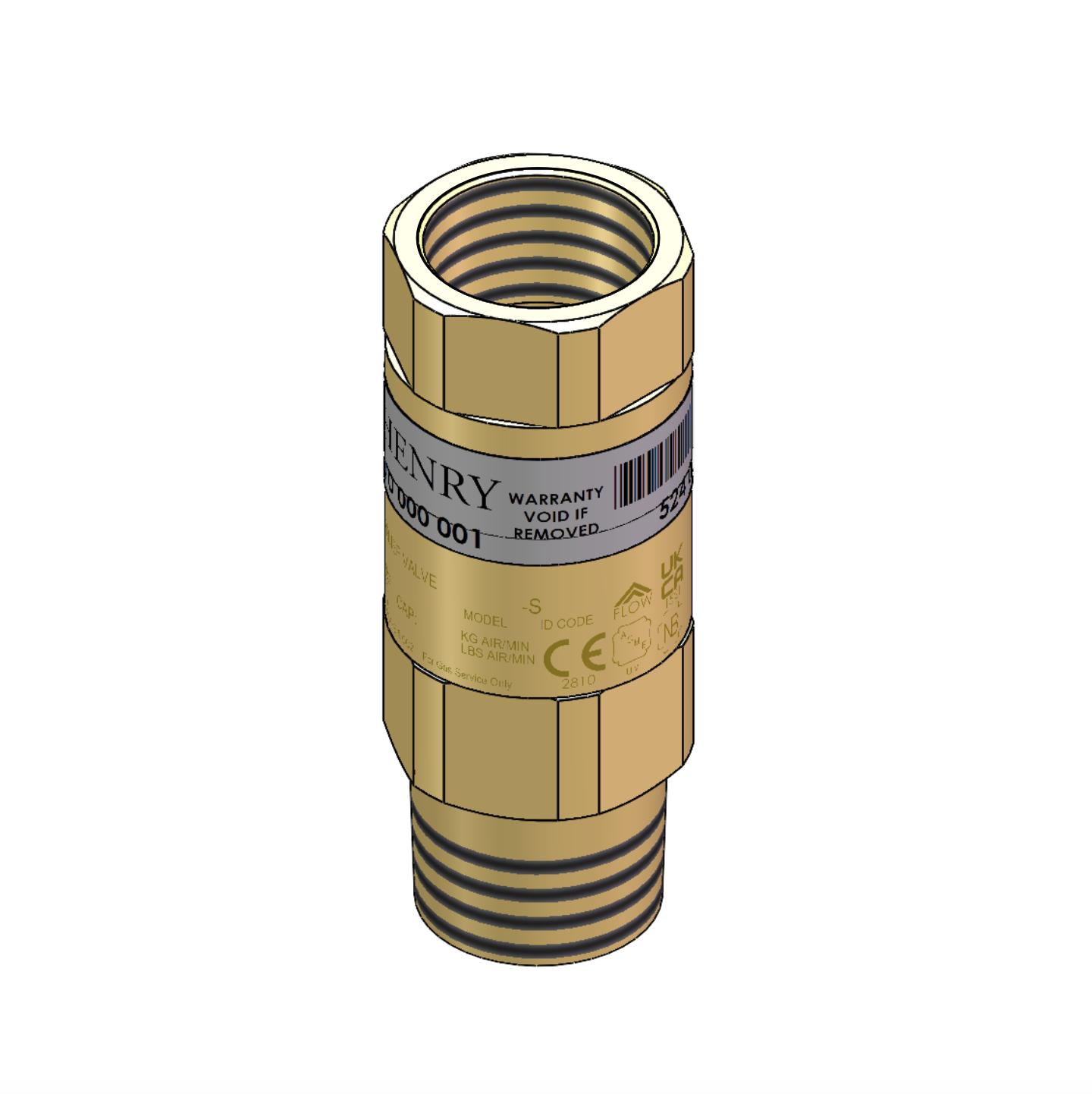 5244-225 Henry Relief Valve, Brass, Straight-Thru Type, 1 MPT X 1 FPT, 225 PSI