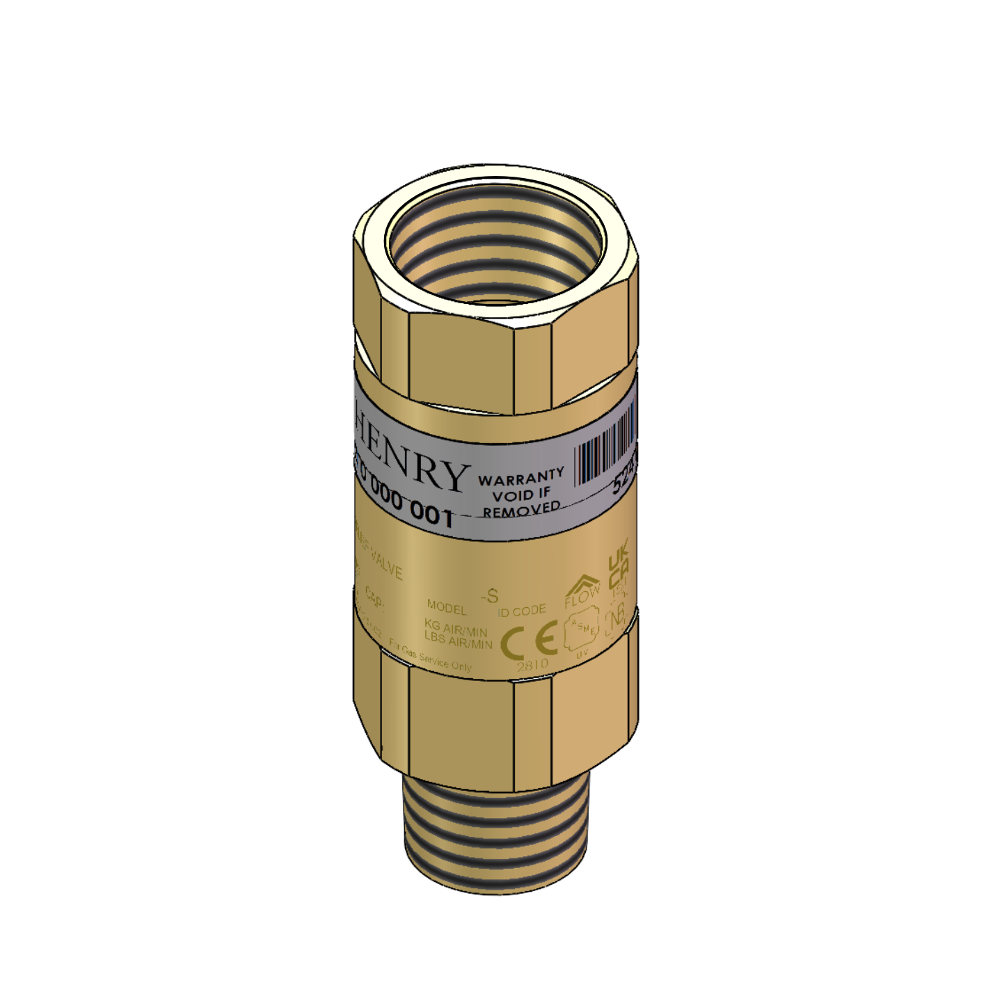 5244A-300 Henry Relief Valve, Brass Straight-Thru Type 3/4 MPT x 1 FPT 300 psi