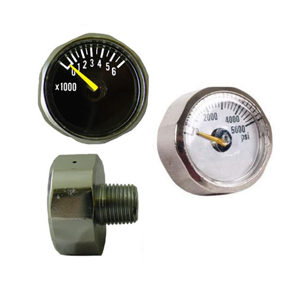 HEX-108RM PIC Gauges Hex Pressure Gauge, 1" Dial, 0-1000 Psi, 1/8" Center Back Mount, Hex Body, Dry Only, Chrome Plated Case, Brass Internals
