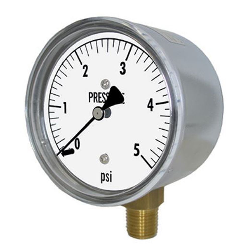 LP1-SS-404-160 PIC Gauges Low Pressure Gauge, 4" Dial, 0-160" Wc, 1/4" Npt, Stainless Steel Case, 316 Ss Internals, Lower Mount