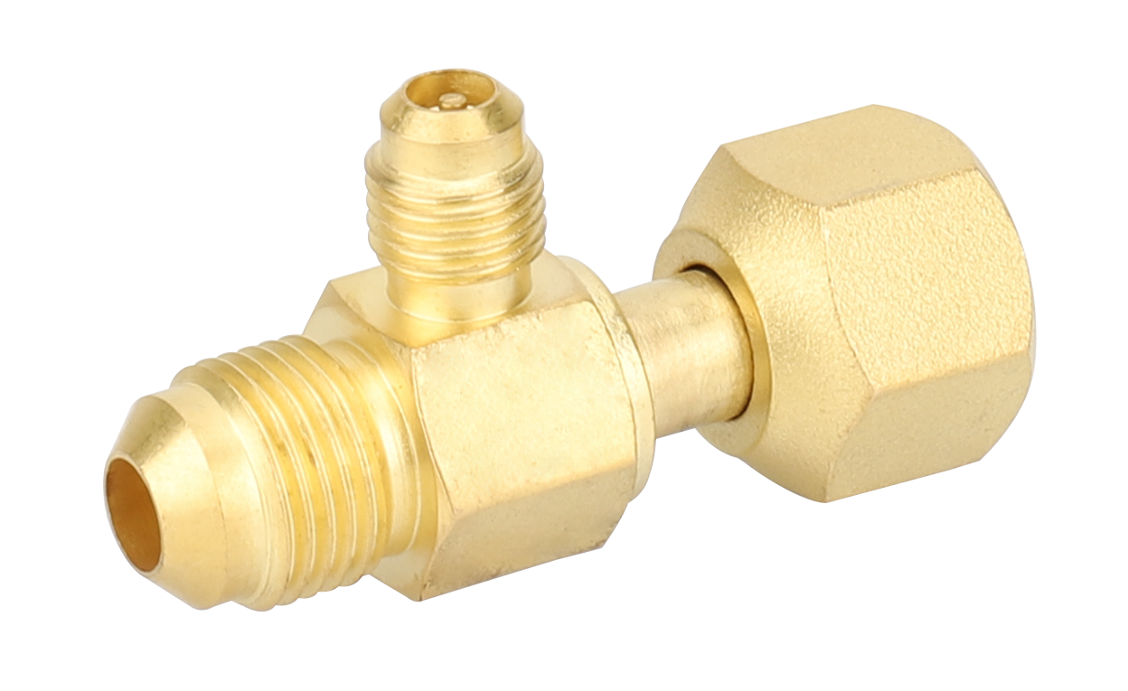 F1024 NAVAC 1/4 Access Tee Connector w/o Depressor - 3/8 FE SAE x 3/8 FE SAE Swivel, Nut on Run