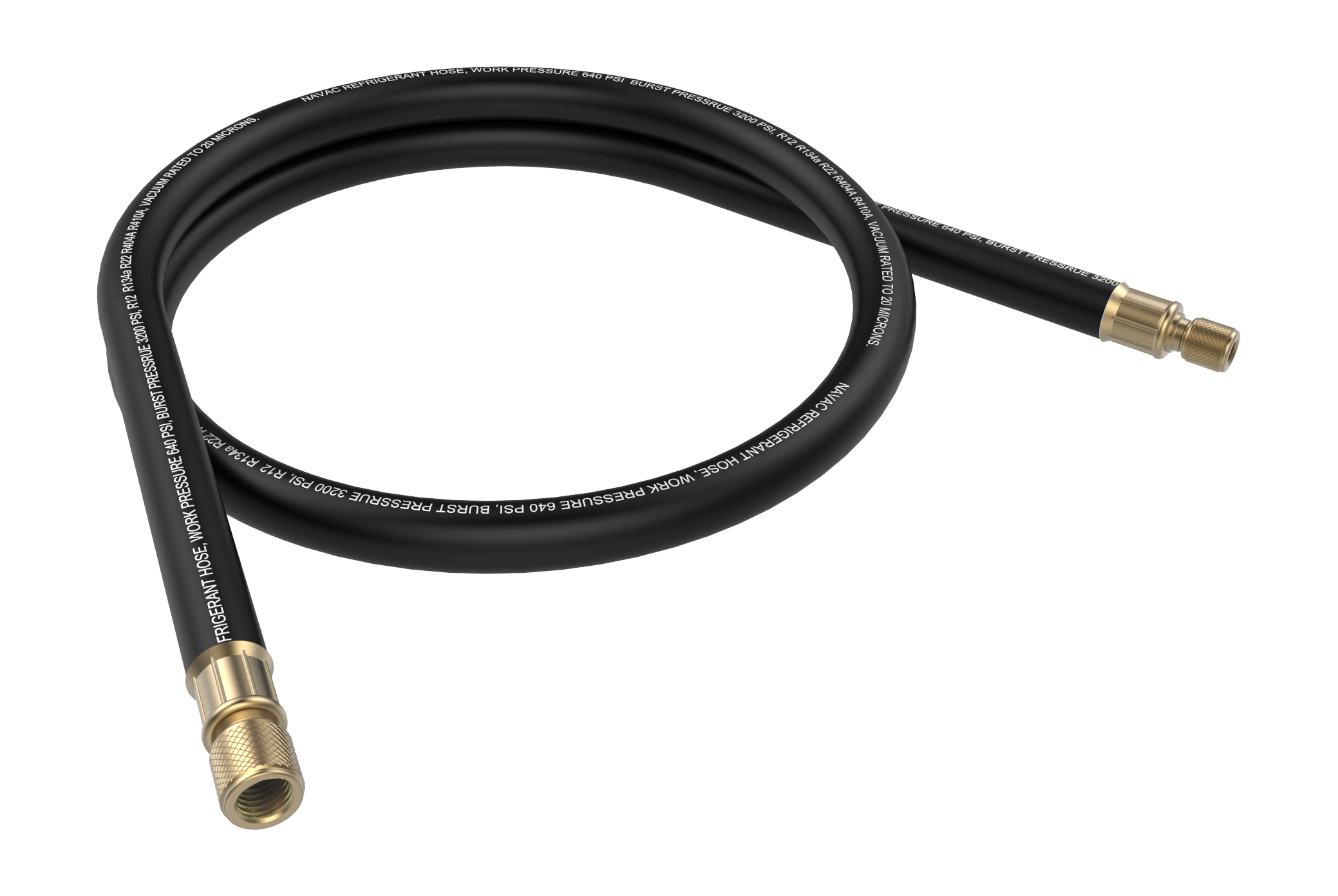 NHB1 NAVAC Refrigerant Hoses, 5'x3 (R, B, Y), 45°, Low Loss Valve