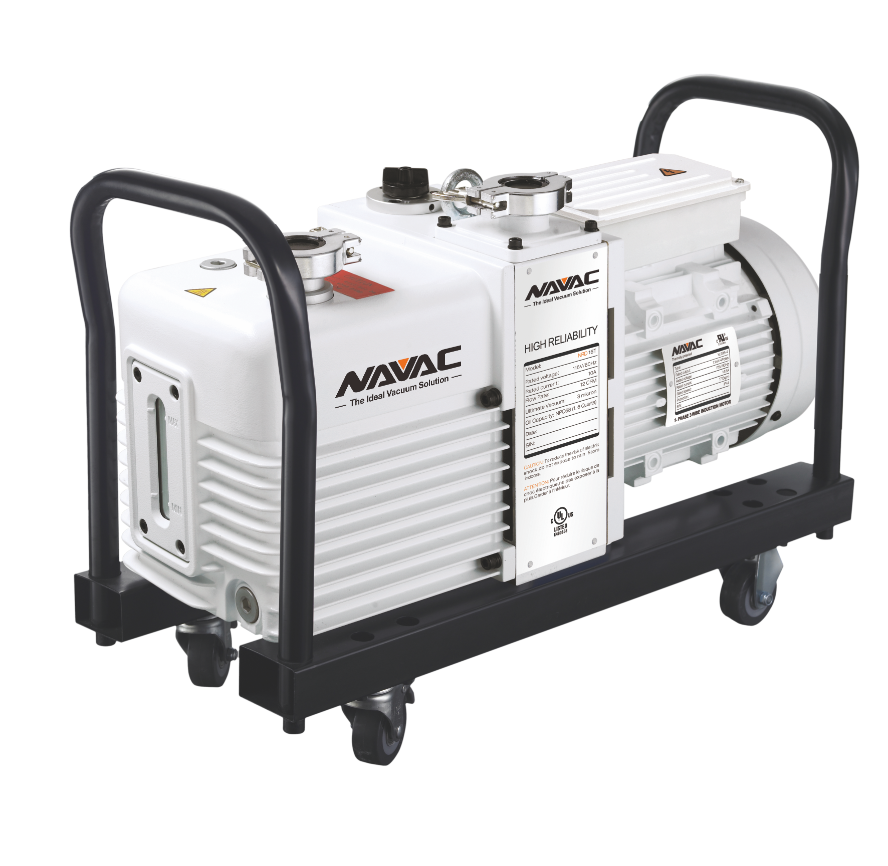 NRD16T NAVAC Industrial Vacuum Pump, 12 CFM, 3 Microns, Cart/Filter