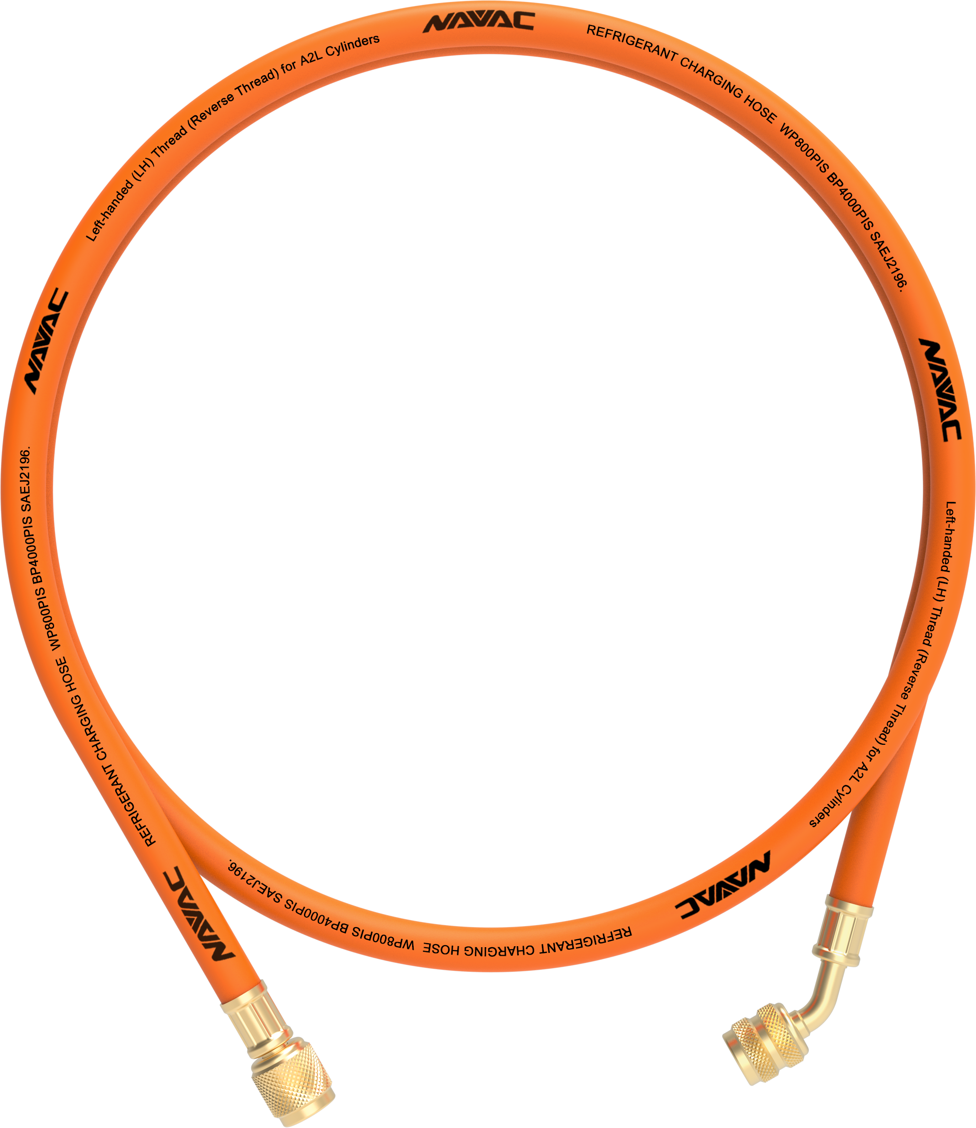 NAVAC NH5L Refrigerant Hose, A2L Reversed Thread, 5' Orange, 45°