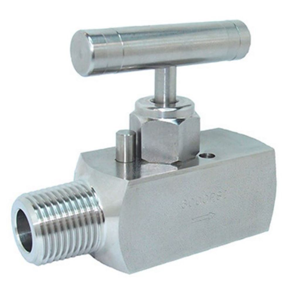 NV-SS-1/4-GS-180-MXF PIC Gauges Needle Valve, 1/4" Mxf, Straight 180, 316Ss, 6K Psi, Soft Seat(Gas)