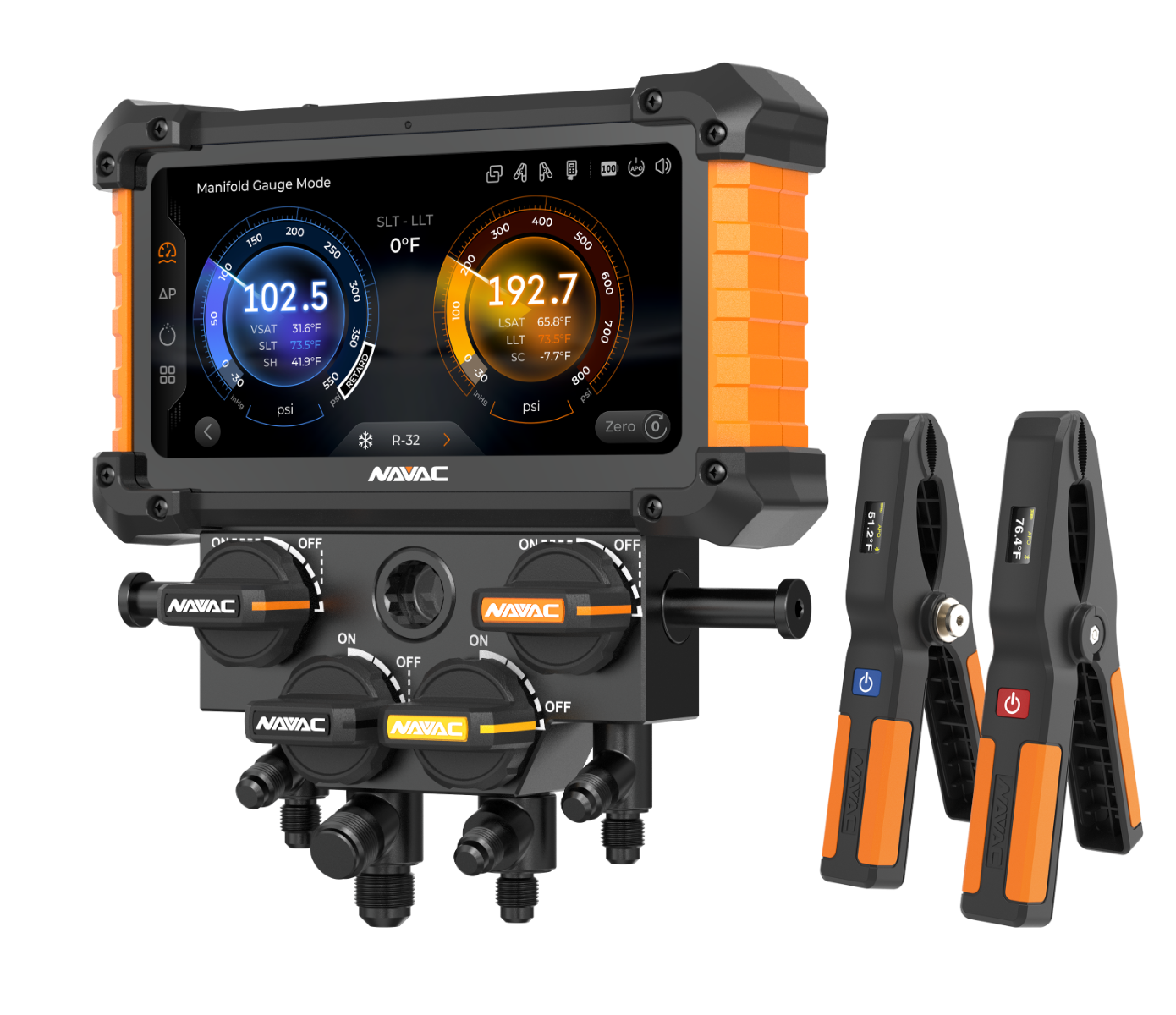 NX4G NAVAC NEXUS™ 2 Digital Manifold Gauge, 4-Valve, Bluetooth, A2L, myNAVAC™ App