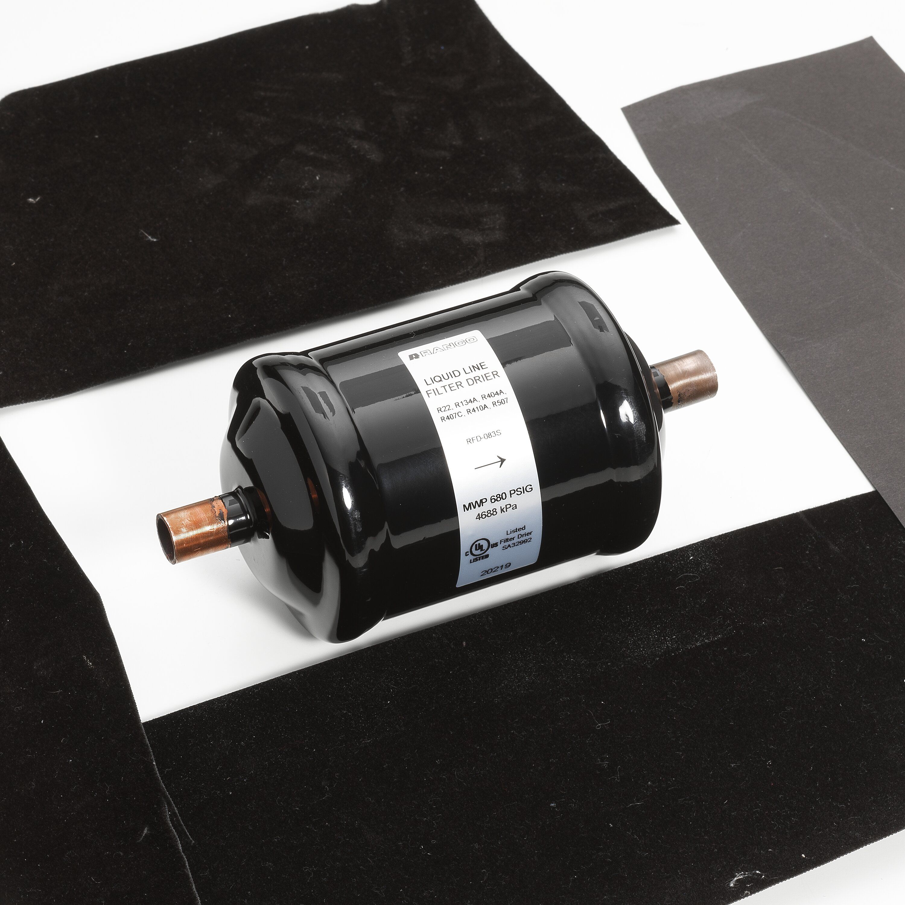 RFD-083S Robertshaw FILTER DRIER - 8 CUBIC INCHES MONO FLOW, 3/8" ODF, SOLID CORE 80% DESICCANT / 20% ACTIVATED ALUMINA