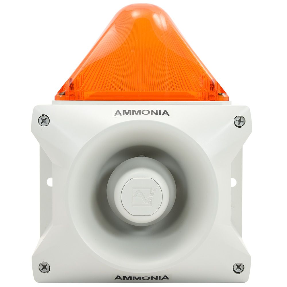 SHA-PAX-110-120-AMBER CTI Horn/Strobe 120VAC, 110 dB, 80 tones with 4 inputs, white body, Amber lens, weat