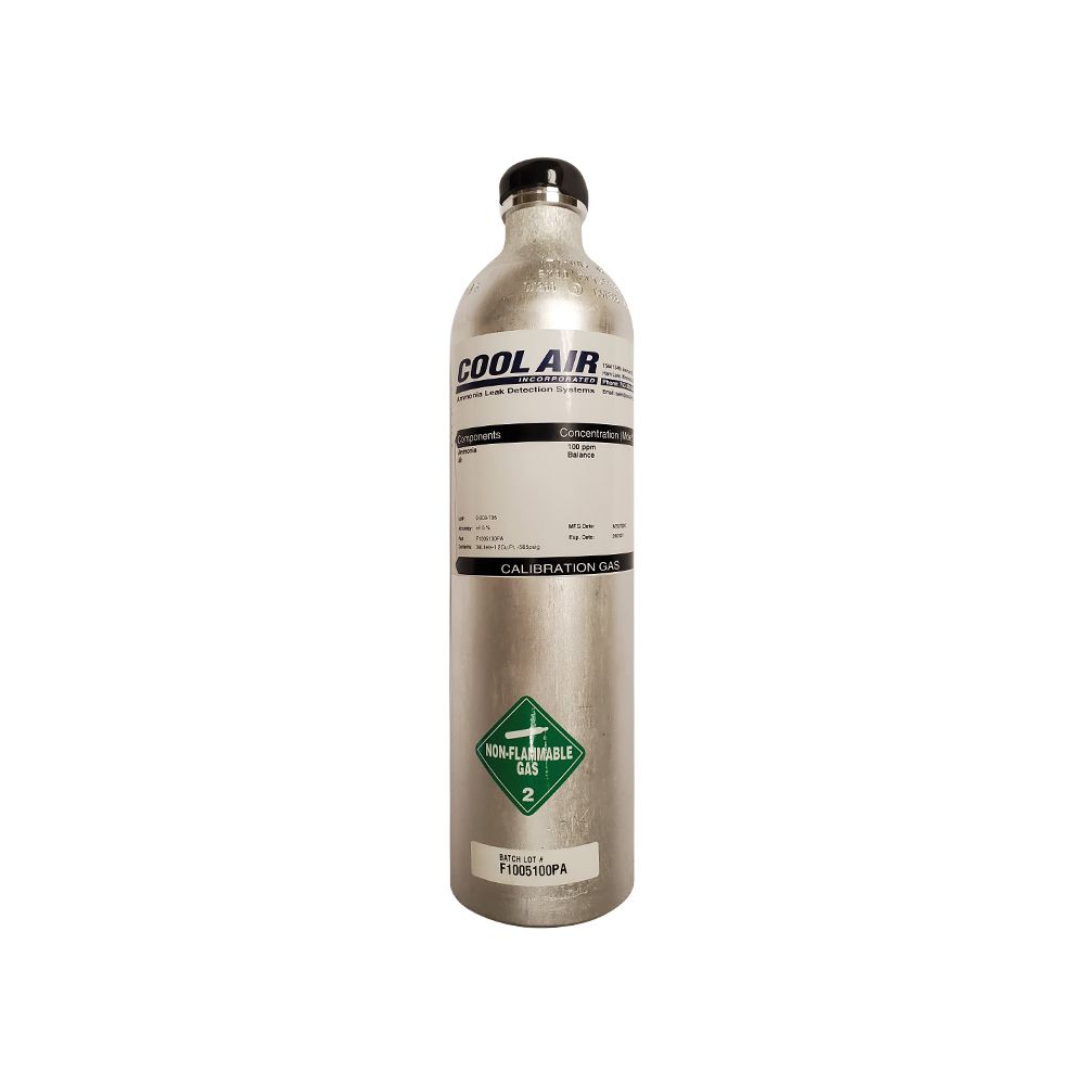 TG-1000-34L Cool Air Inc. Calibration Gas, Ammonia, Balance Air, 34 Liter Aluminum Cylinder, Connection Type C-10, 1000 ppm